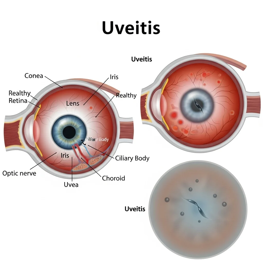تصویری از نمای داخلی چشم و لایه یووه‌آ
